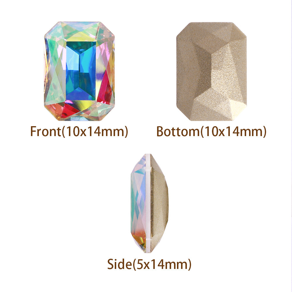 Crystal AB Thin Octagon Shape High Quality Glass Pointed Back Fancy Rhinestones Второстепенное изображение товара