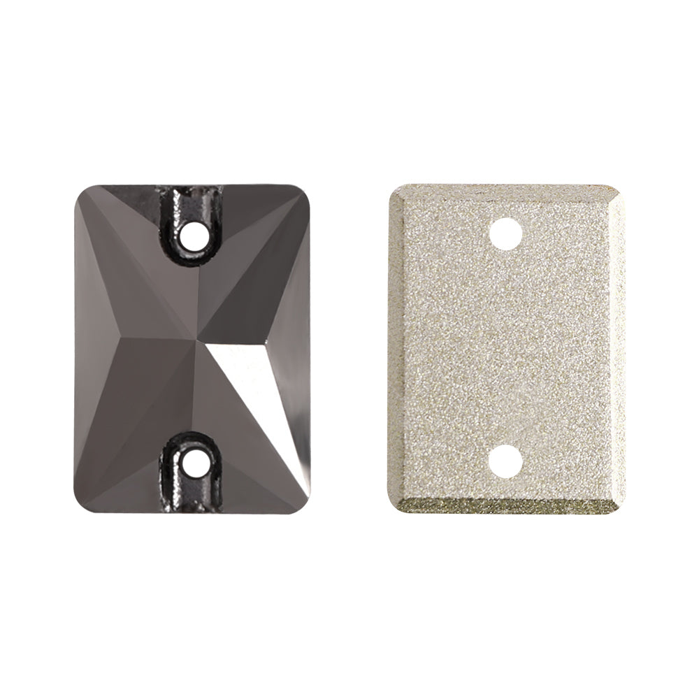 Jet Metallic Silver Rectangle Shape High Quality Glass Sew-on Rhinestones Secondary image