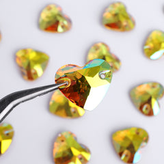 Crystal Sun Heart Shape High Quality Glass Sew-On Rhinestones