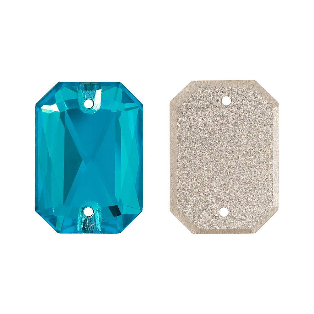 Aquamarine Octagon Shape High Quality Glass Sew-on Rhinestones Secondary image