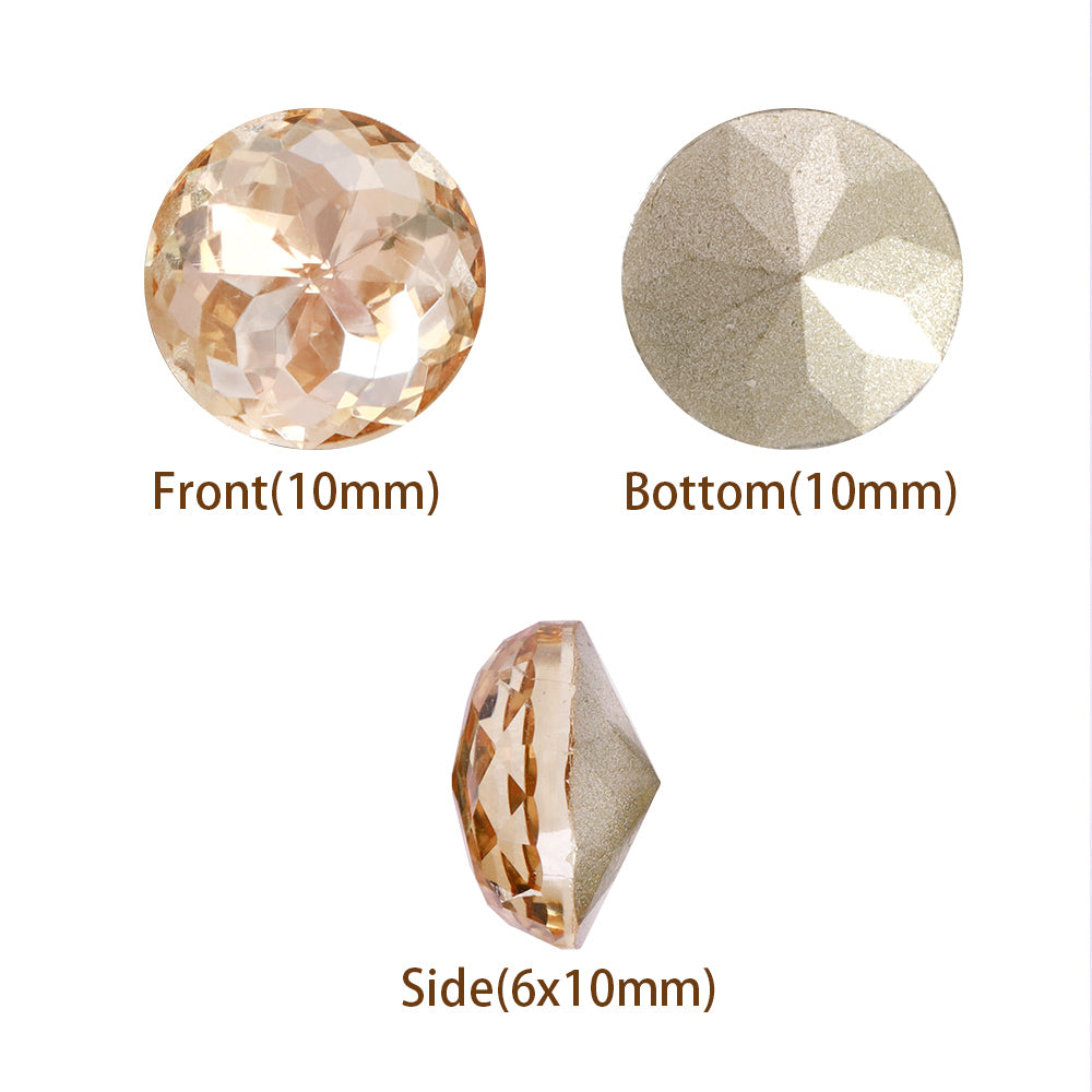 Golden Shadow Dome Round Shape High Quality Glass Pointed Back Fancy Rhinestones WholesaleRhinestone