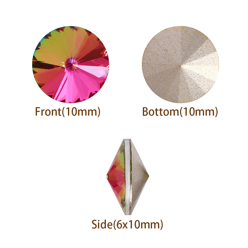 Vitrail Rose Rivoli Shape High Quality Glass Pointed Back Fancy Rhinestones Secondary image