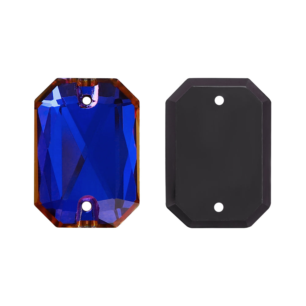 Violett Blue Octagon Form hochwertiges Glas-Segen-On-Strasssteine Zweitbild