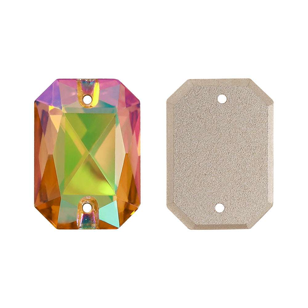 Iridescent Green Octagon muoto korkealaatuista lasi-ompelua strasset Toissijaiskuva