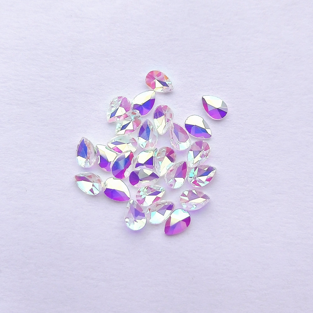 Raindrop Shape Crystal AB Unfoiled Flat Back Fancy Rhinestones WholesaleRhinestone