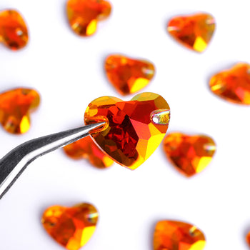 Astral Pink Heart Shape High Quality Glass Sew-on Rhinestones WholesaleRhinestone