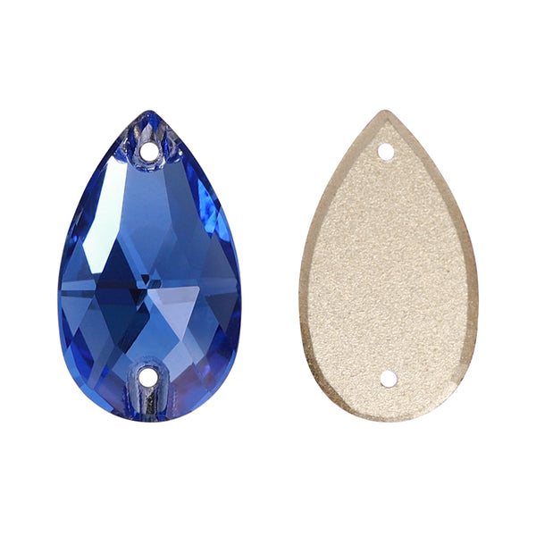 Light Sapphire Drop Shape High Quality Glass Sew-on Rhinestones WholesaleRhinestone