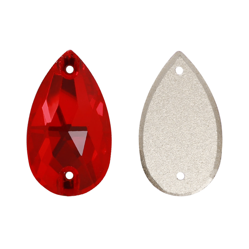 Light Siam Drop Shape High Quality Glass Sew-on Rhinestones Secondary image