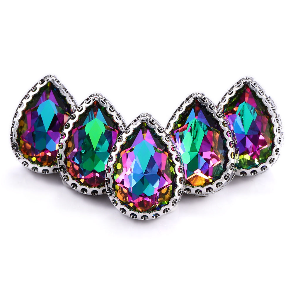 Volcano Drop Shape High-Quality Glass Sew-on Nest Hollow Claw Rhinestones