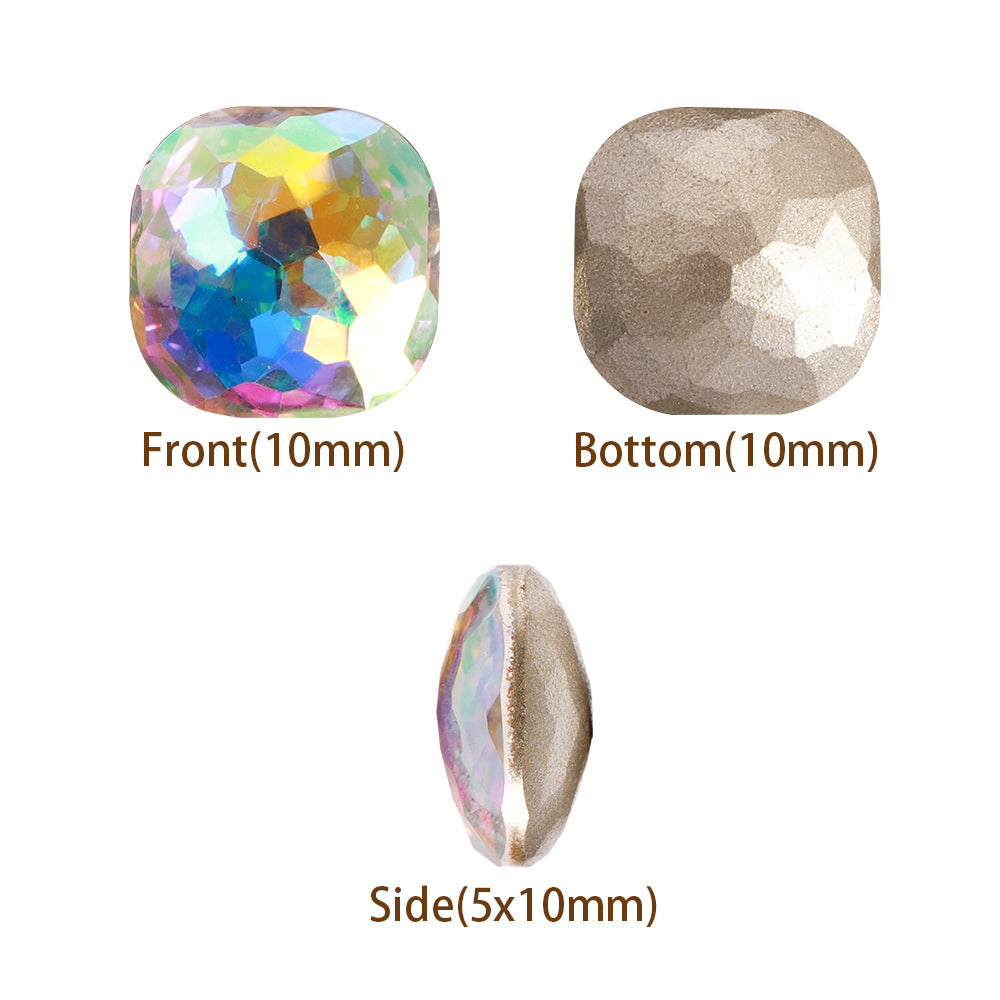 Crystal AB Fantasy párna négyzet alakú, kiváló minőségű üveg, hátradejű strasszok Másodlagos kép