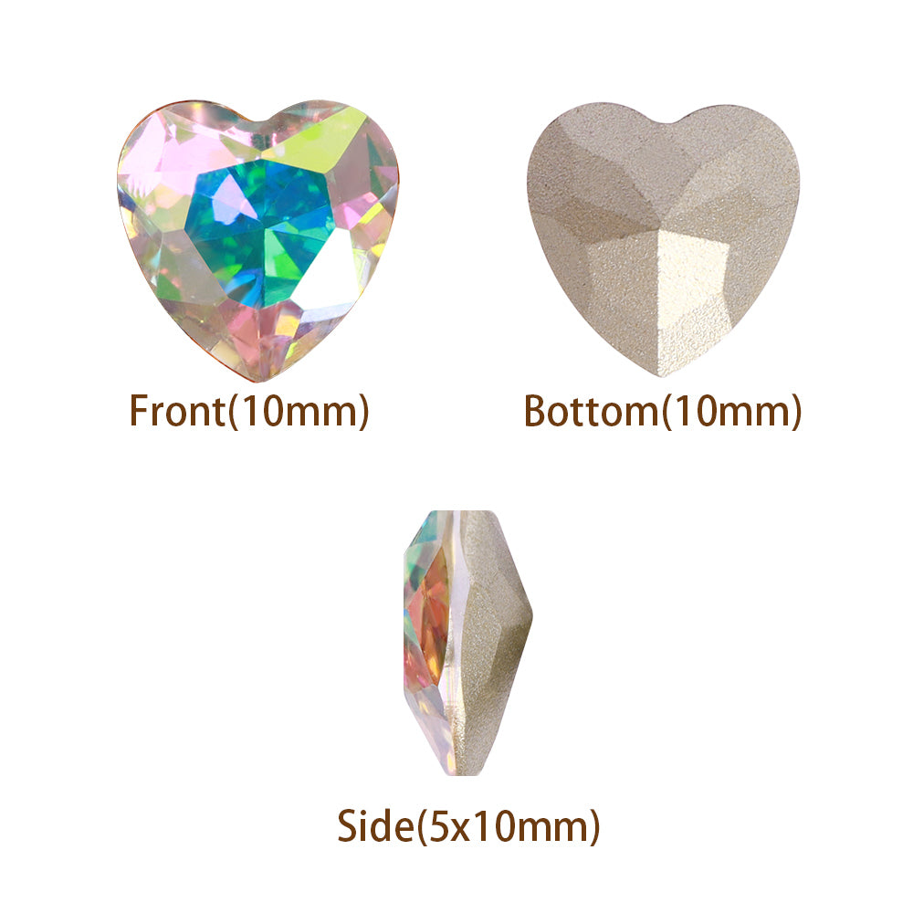 Crystal AB Heart Shape High Quality Glass Pointed Back Fancy Rhinestones WholesaleRhinestone