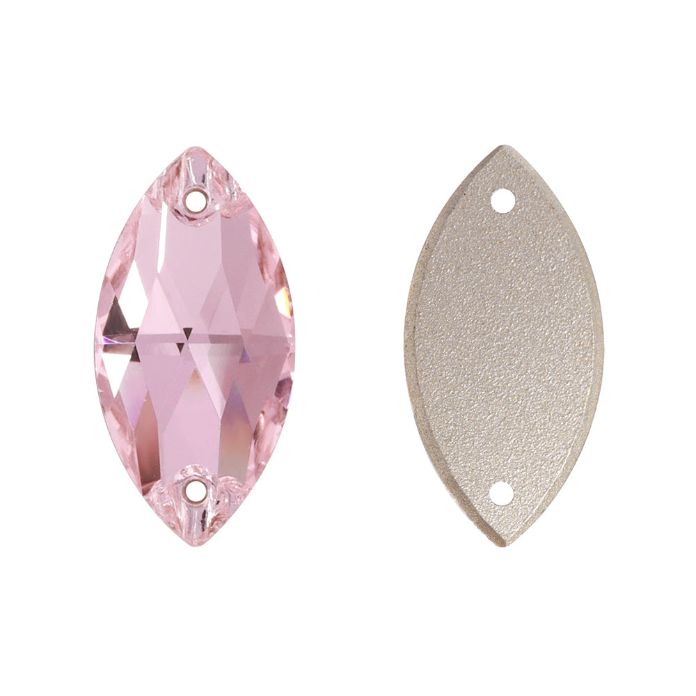 Light Rose Navette Shape High Quality Glass Sew-on Rhinestones Secondary image