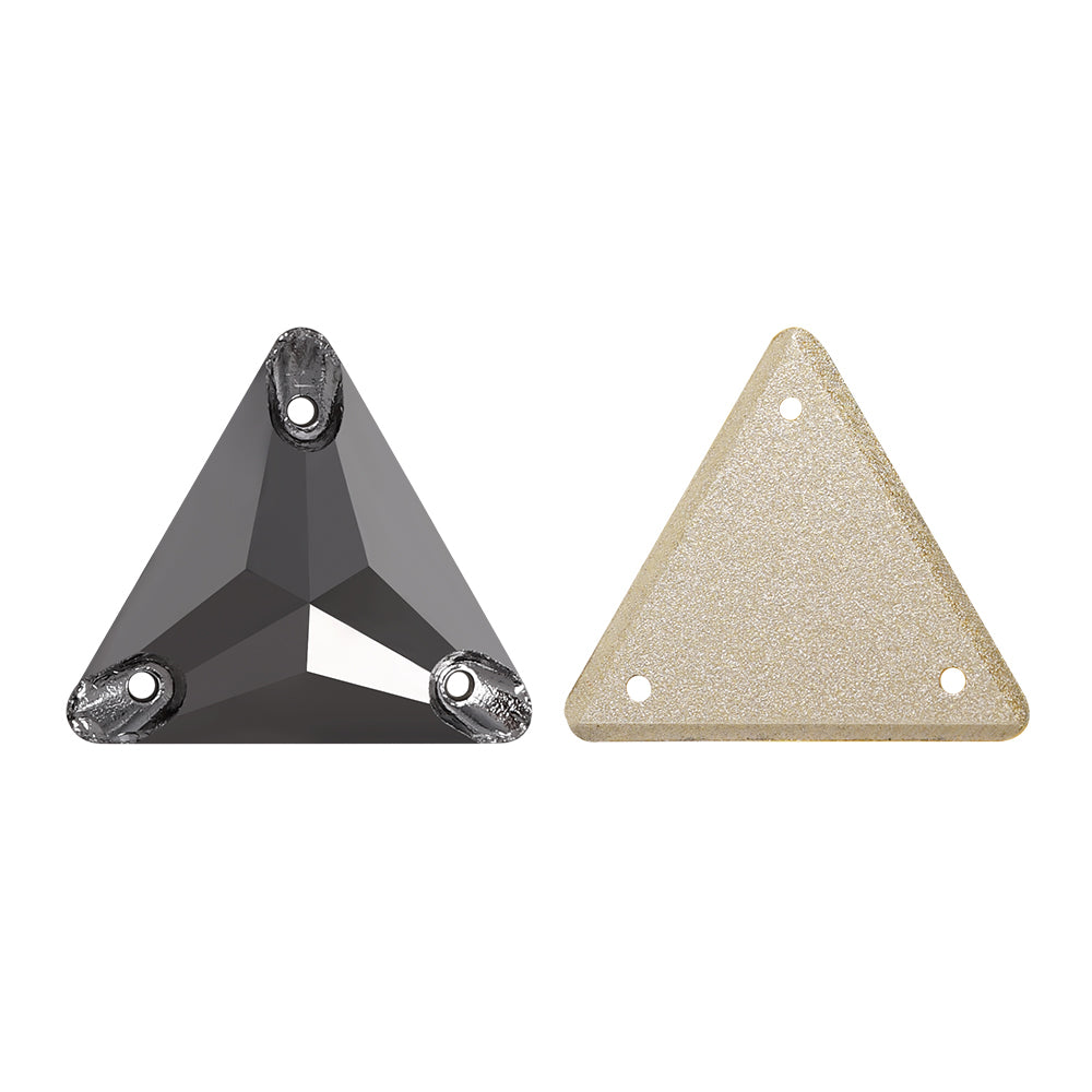 Jet Metallic Silver Triangle Shape High Quality Glass Sew-on Rhinestones Secondary image