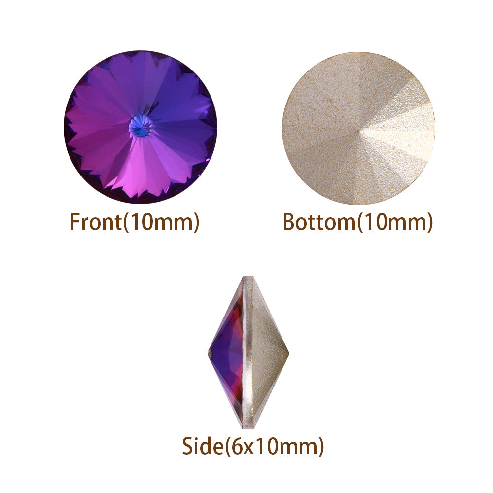 Violet Blue Rivoli Shape High Quality Glass Pointed Back Fancy Rhinestones WholesaleRhinestone