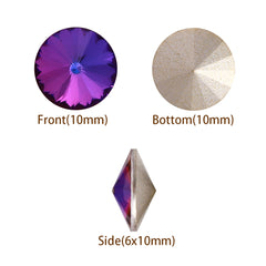 Violet Blue Rivoli Shape High Quality Glass Pointed Back Fancy Rhinestones WholesaleRhinestone