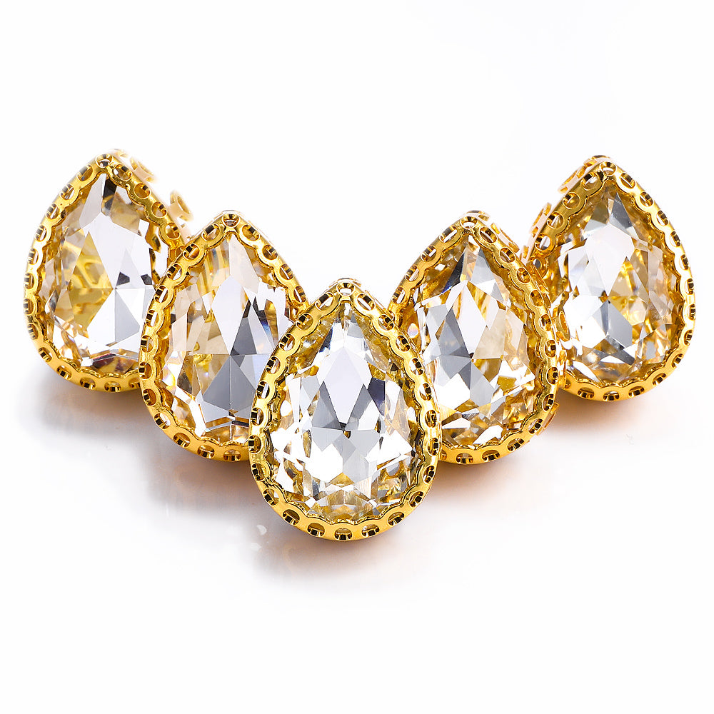 Crystal Drop Shape High-Quality Glass Sew-on Nest Hollow Claw Rhinestones