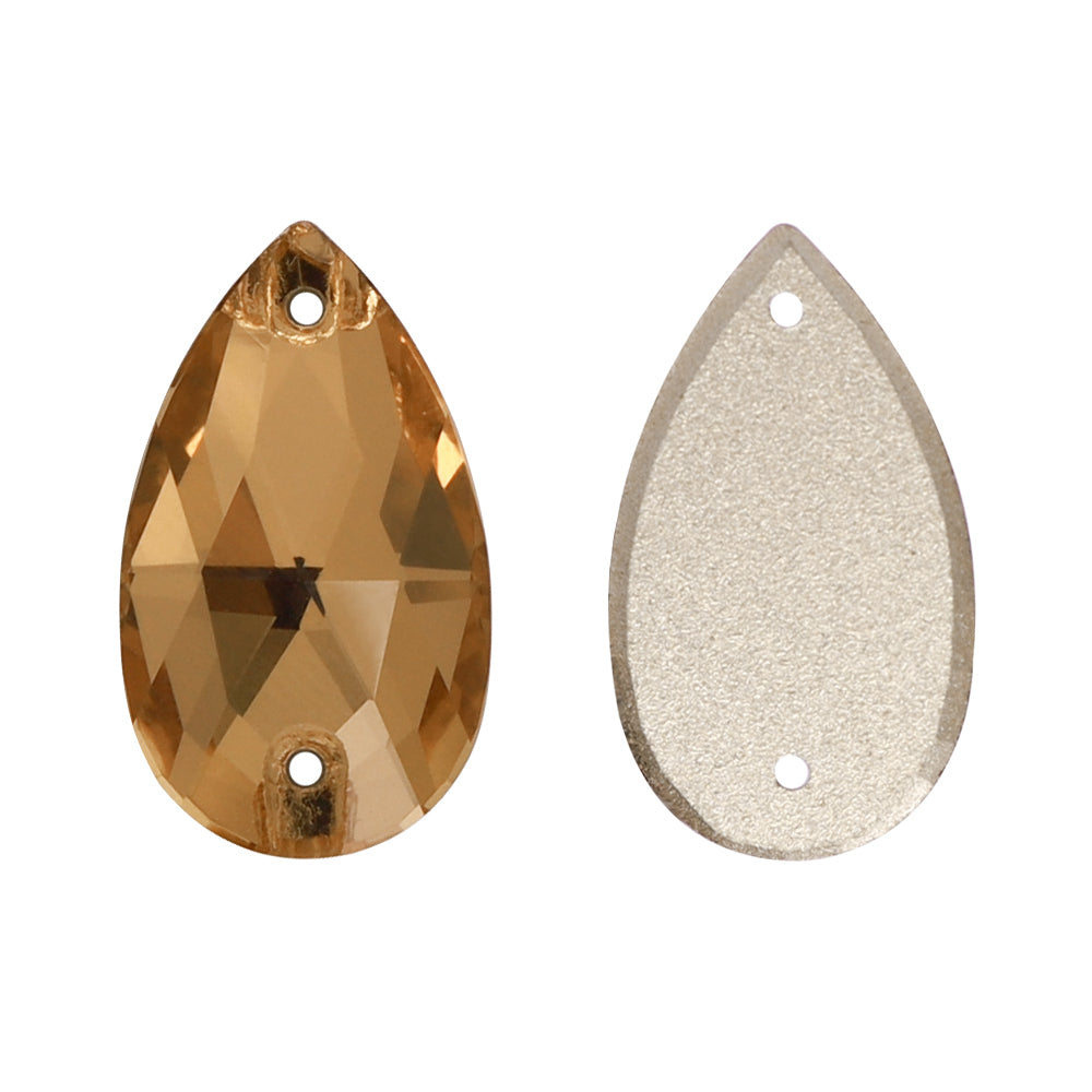 Light Smoked Topaz Drop Shape High Quality Glass Sew-on Rhinestones Secondary image