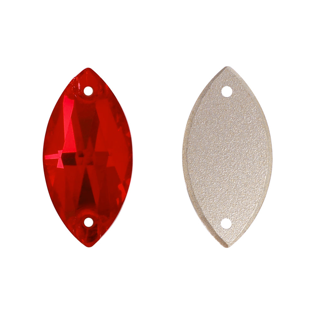 Light Siam Navette Shape High Quality Glass Sew-on Rhinestones Secondary image