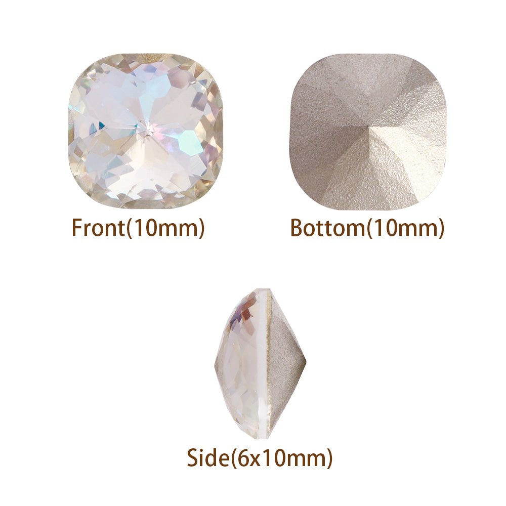 Moonlight Dome Cushion Square Shape High Quality Glass Pointed Back Fancy Rhinestones WholesaleRhinestone