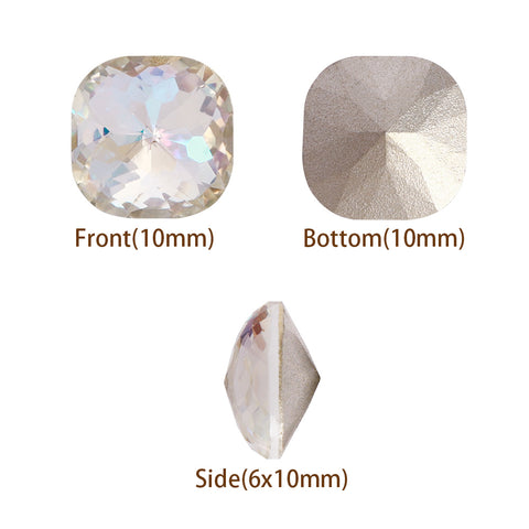 Moonlight Dome Cushion Square Shape High Quality Glass Pointed Back Fancy Rhinestones WholesaleRhinestone