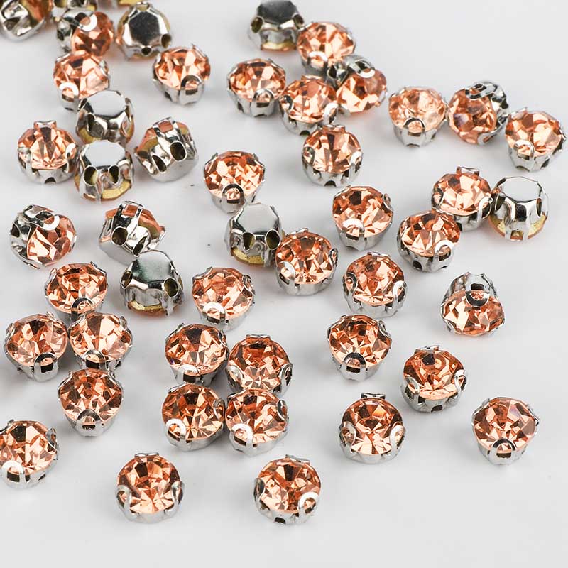 Champagne Sewing 3D Claw Rhinestones Silver Base WholesaleRhinestone