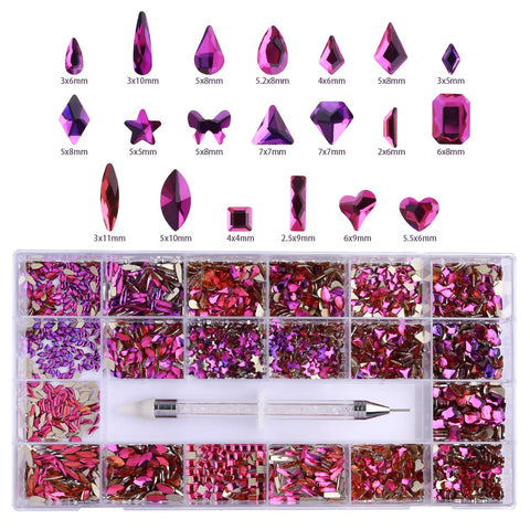 Mixed Multi Shapes Purple Volcano Glass Fancy Rhinestone Kit Box For Nail Art HZ2115 WholesaleRhinestone