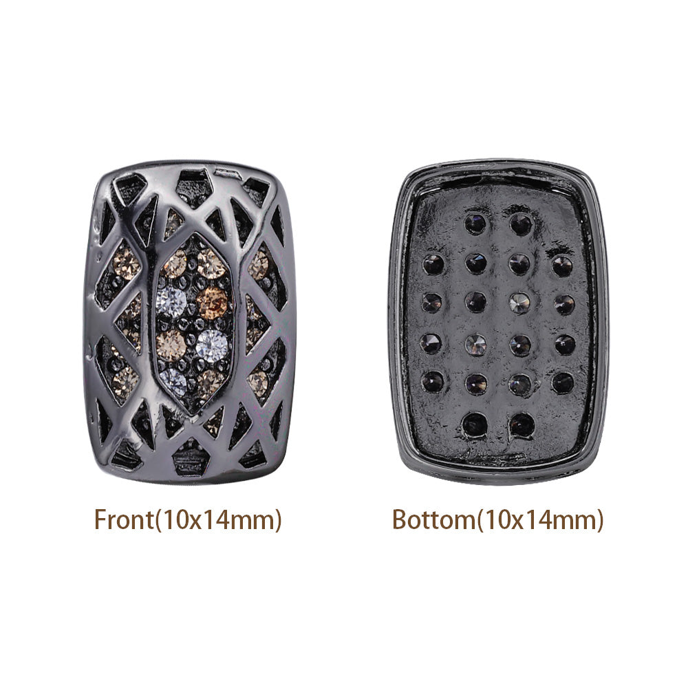 Cushion Rectangle Shape Hematite Plated High-Quality Sew-on Alloy Charms Inlaid Cubic Zirconia WholesaleRhinestone