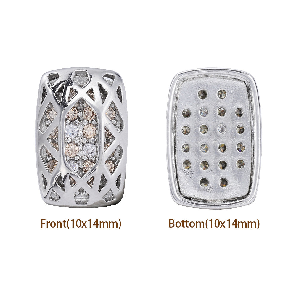 Cushion Rectangle Shape Imitation Rhodium Plated High-Quality Sew-on Alloy Charms Inlaid Cubic Zirconia