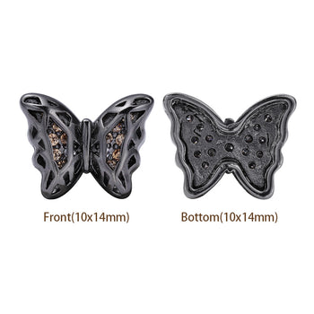 Mixed Colors Butterfly Shape Hematite Plated High-Quality Sew-on Alloy Charms Inlaid Cubic Zirconia WholesaleRhinestone