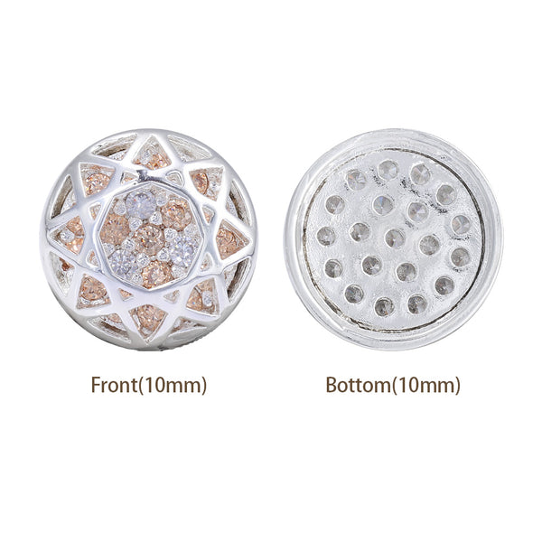 Round Shape Silver Plated High-Quality Sew-on Alloy Charms Inlaid Cubic Zirconia WholesaleRhinestone