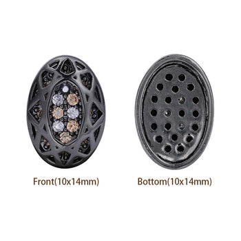 Mixed Colors Oval Shape Hematite Plated High-Quality Sew-on Alloy Charms Inlaid Cubic Zirconia WholesaleRhinestone