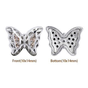 Mixed Colors Butterfly Shape Imitation Rhodium Plated High-Quality Sew-on Alloy Charms Inlaid Cubic Zirconia WholesaleRhinestone