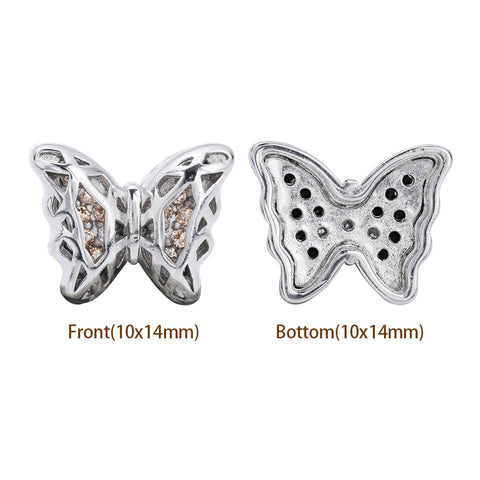 Butterfly Shape Imitation Rhodium Plated High-Quality Sew-on Alloy Charms Inlaid Cubic Zirconia