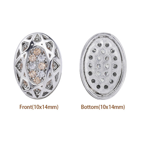 Oval Shape Imitation Rhodium Plated High-Quality Sew-on Alloy Charms Inlaid Cubic Zirconia