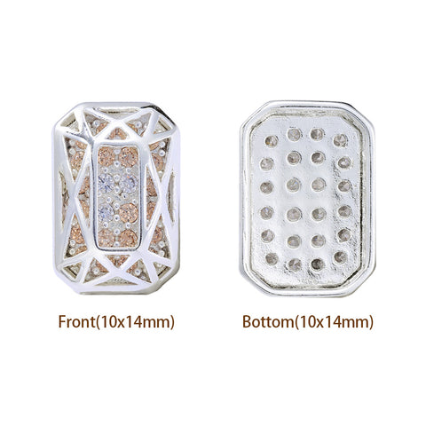 Octagon Shape Silver Plated High-Quality Sew-on Alloy Charms Inlaid Cubic Zirconia
