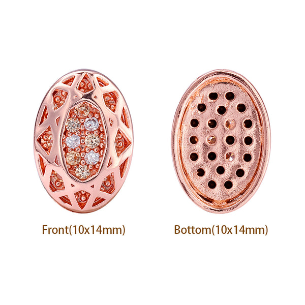Oval Shape Rose Gold Plated High-Quality Sew-on Alloy Charms Inlaid Cubic Zirconia WholesaleRhinestone