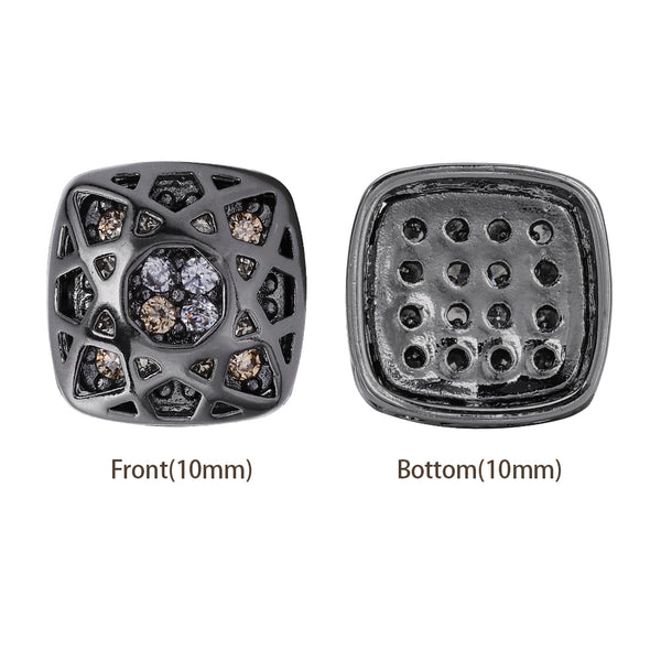 Cushion Square Shape Hematite Plated High-Quality Sew-on Alloy Charms Inlaid Cubic Zirconia WholesaleRhinestone
