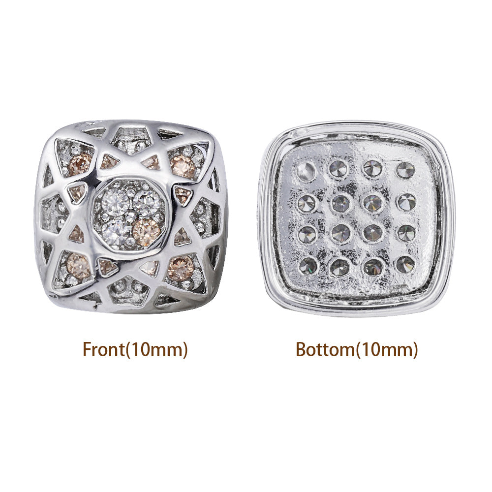 Cushion Square Shape Imitation Rhodium Plated High-Quality Sew-on Alloy Charms Inlaid Cubic Zirconia WholesaleRhinestone