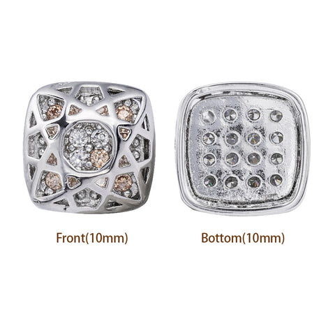 Cushion Square Shape Imitation Rhodium Plated High-Quality Sew-on Alloy Charms Inlaid Cubic Zirconia