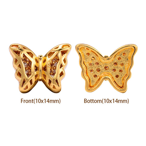 Butterfly Shape Golden Plated High-Quality Sew-on Alloy Charms Inlaid Cubic Zirconia