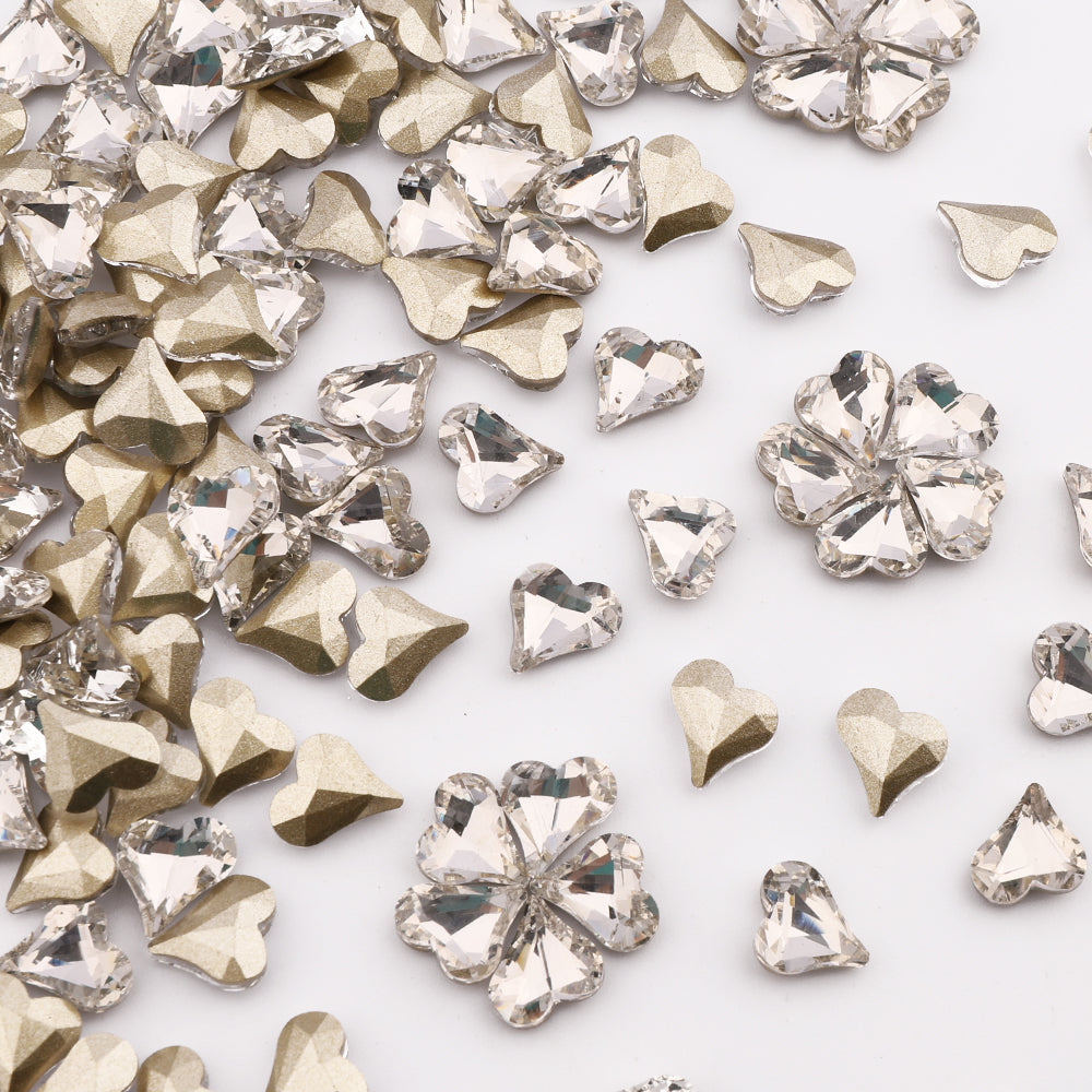 Sweet Heart Shape Crystal Glass Pointed Back Fancy Rhinestones Sekundär produktbild
