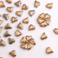 Sweet Heart Shape Golden Shadow Glass Pointed Back Fancy Rhinestones WholesaleRhinestone