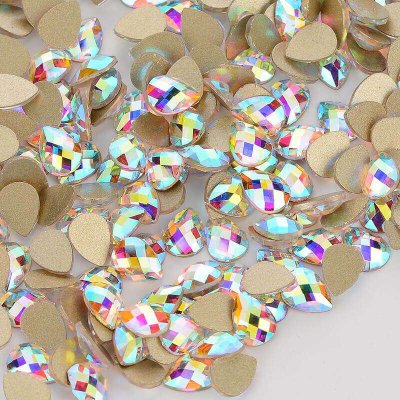 Regentropfenform Crystal AB Flat Rücken ausgefallene Strasssteine Zweitbild