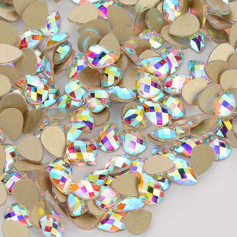 Raindrop Shape Crystal AB Flat Back Fancy Rhinestones WholesaleRhinestone