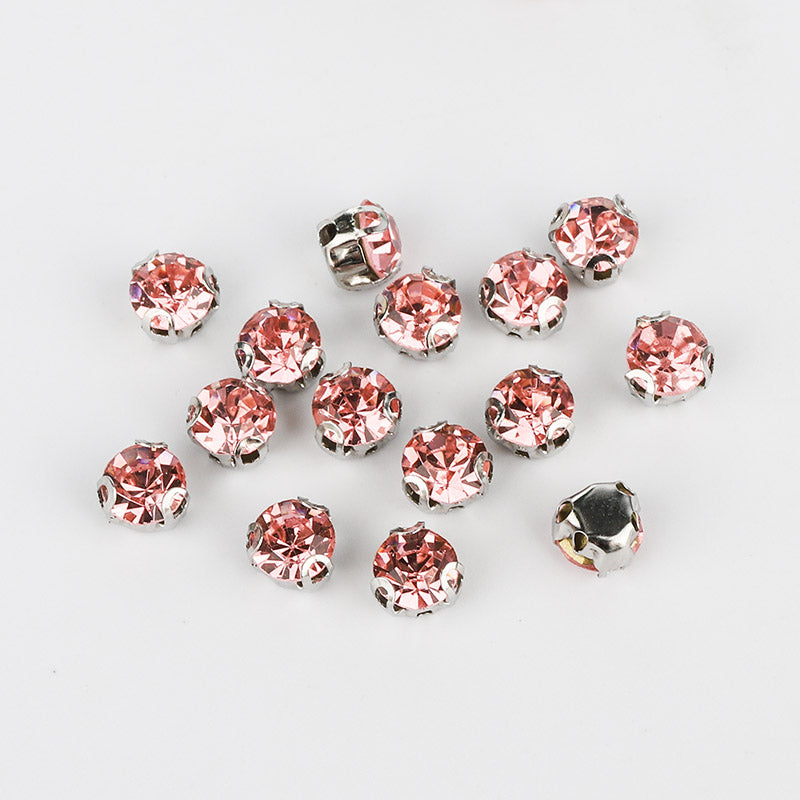 Light Pink Sewing 3D Claw Rhinestones Silver Base WholesaleRhinestone