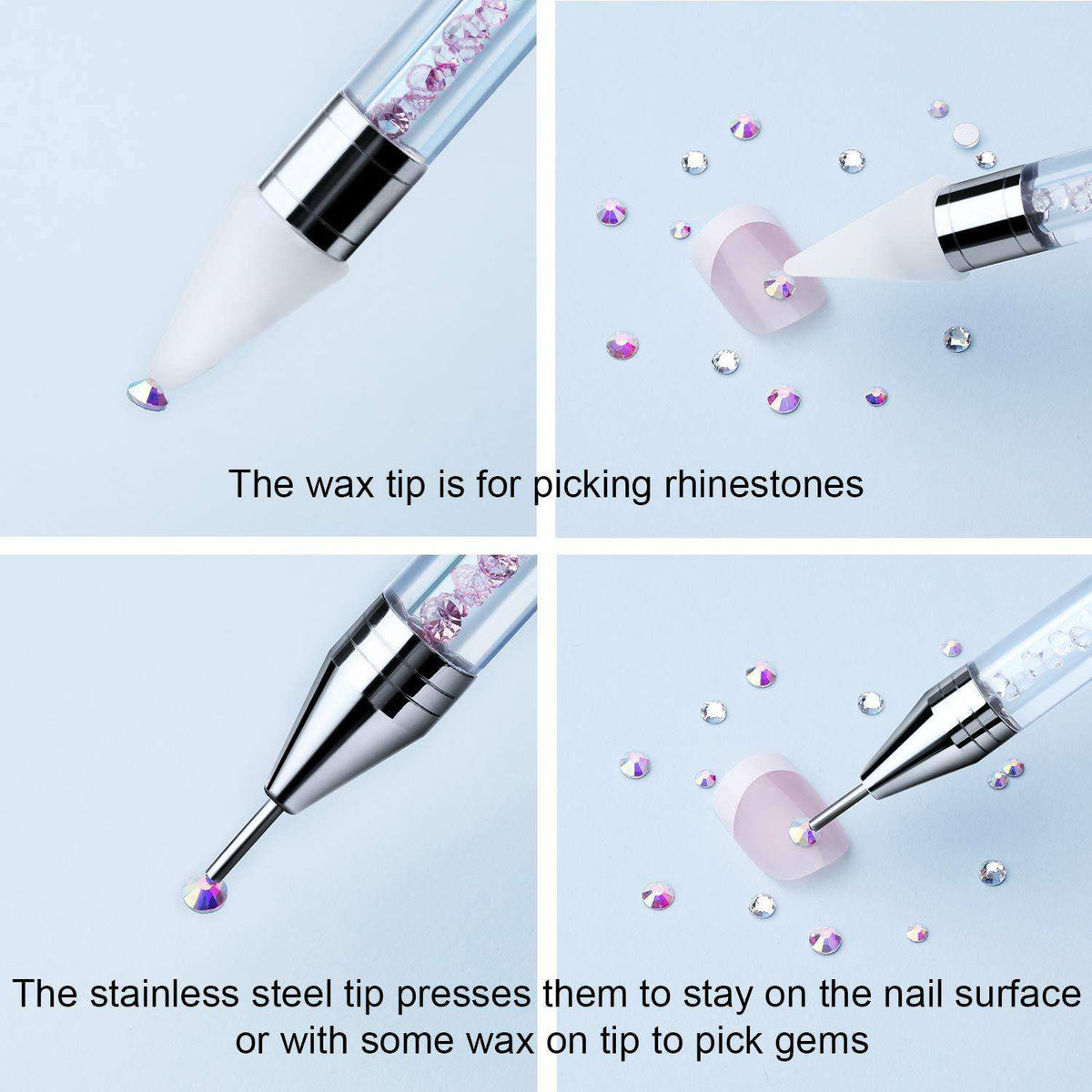 Dual-ended DIY Nail Rhinestone Picker Dotting Tool with Extra 2 Wax Head WholesaleRhinestone