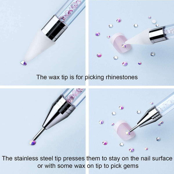 Dual-ended DIY Nail Rhinestone Picker Dotting Tool with Extra 2 Wax Head WholesaleRhinestone