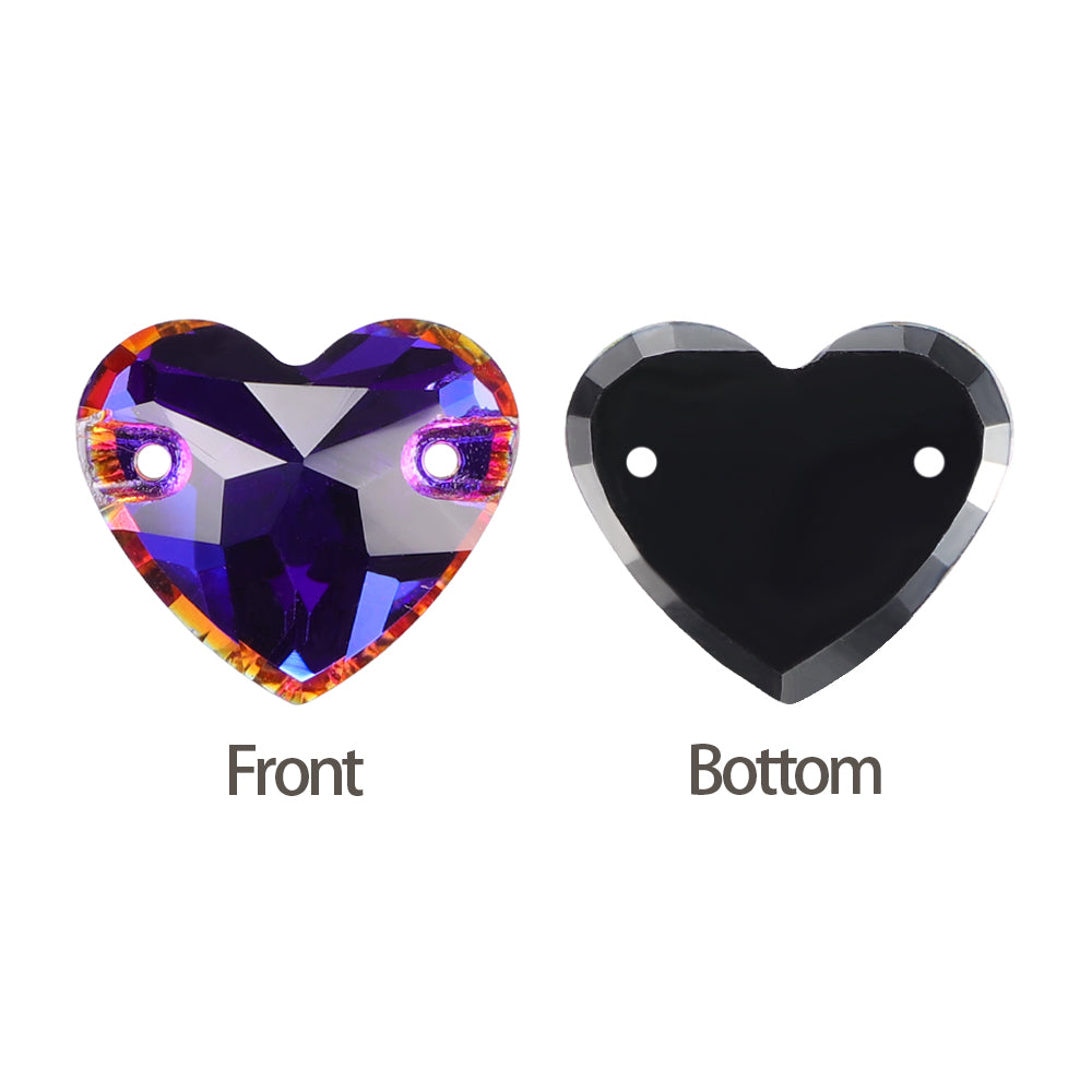 Violet Blue Heart Shape High Quality Glass Sew-on Rhinestones WholesaleRhinestone