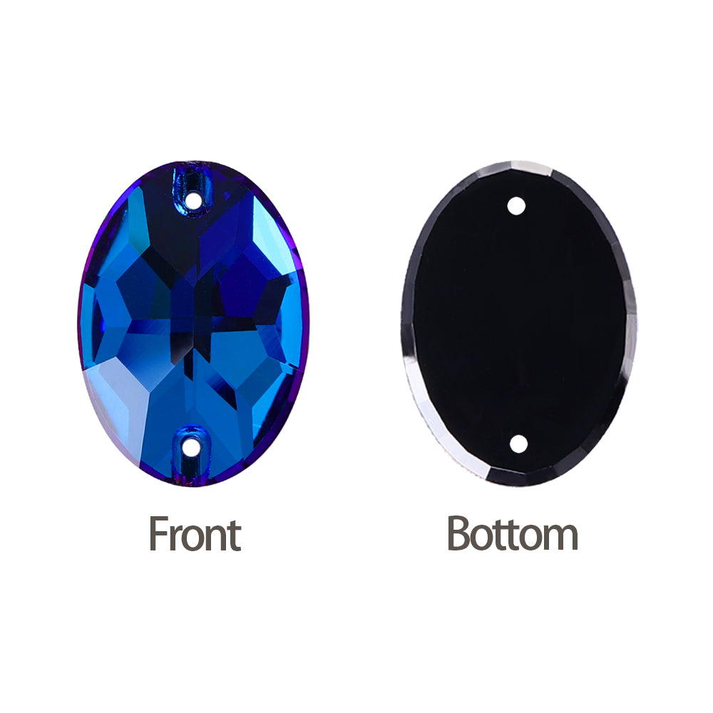 Bermuda Blue Oval Shape High Quality Glass Sew-on Rhinestones WholesaleRhinestone