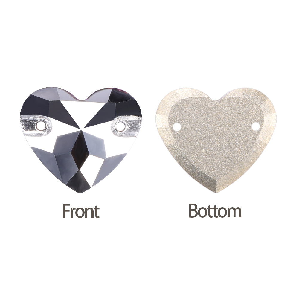 Comet Argent Light Heart Shape High Quality Glass Sew-on Rhinestones WholesaleRhinestone